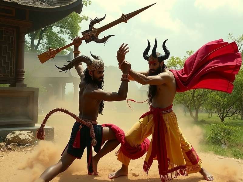 Combat in Ginger Sentry King Ginger fighting a Rakshasa using Kalaripayattu-inspired moves