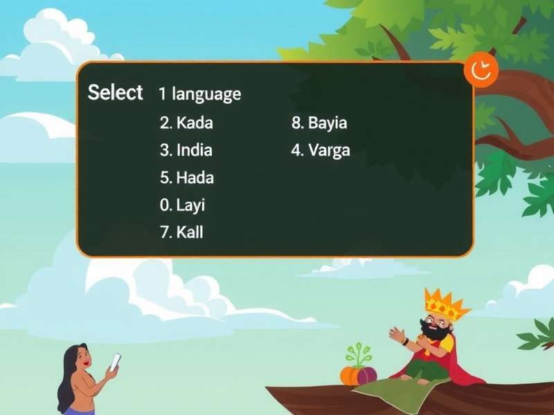 Multi-language Support in Ginger Sentry King Language selection screen showing 18 Indian language options