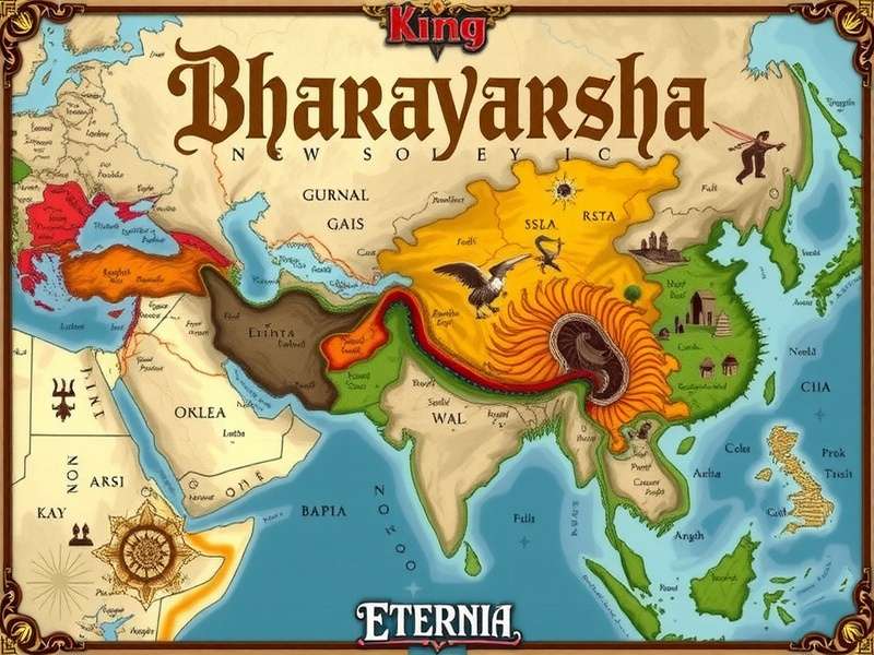 Bharatvarsha Eternia - The World of Ginger Sentry King Bharatvarsha Eternia open world map showing diverse Indian-inspired regions